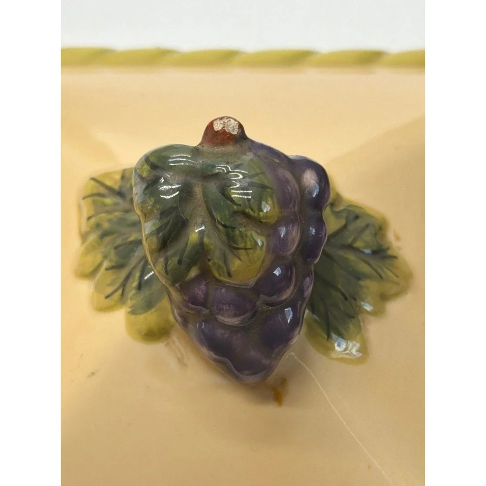 WCL Vintage Ceramic Grape Canister Set 3 Piece Tuscan Kitchen Decor Cream Purple